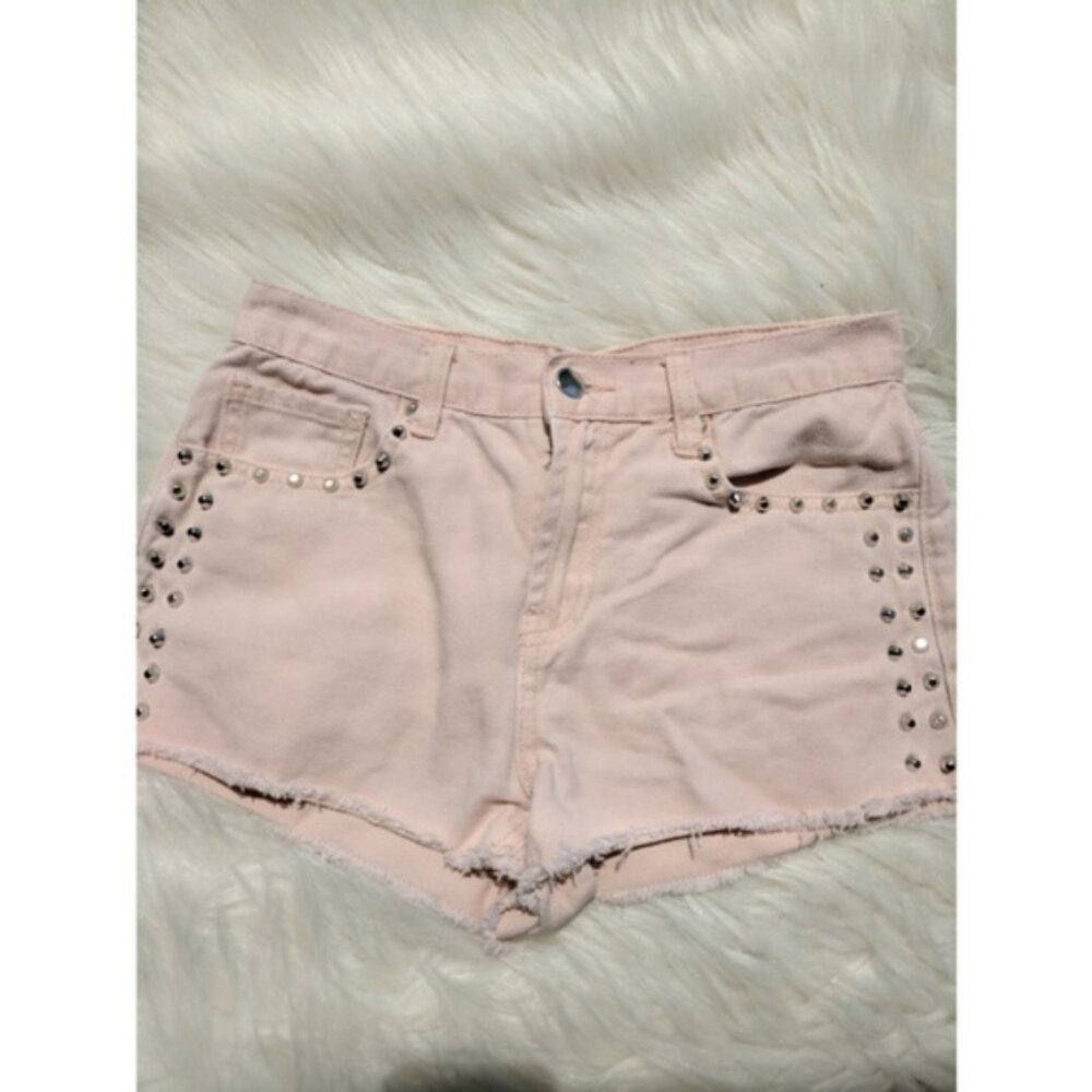 Forever 21 Light Pale Pink Denim Jean Shorts with Studs Size 29